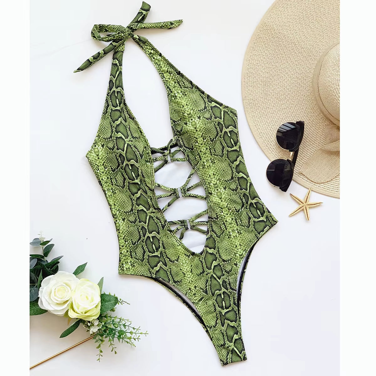 traje de baño de moda con cuello halter