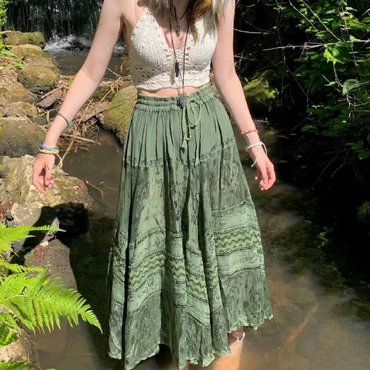 falda maxi bohemia verde